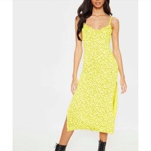 PrettyLittleThing Gold Maxi Slip Skirt with Dazzling Slit